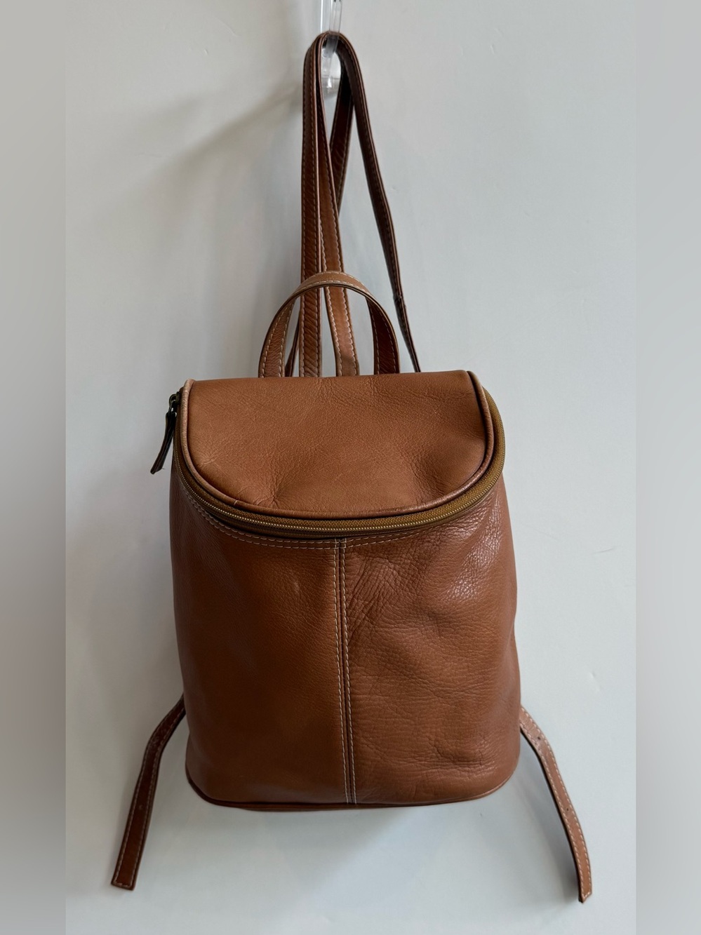 Vintage Hobo International Mini Backpack Slingback Bag Leather Boho Camel Zipper